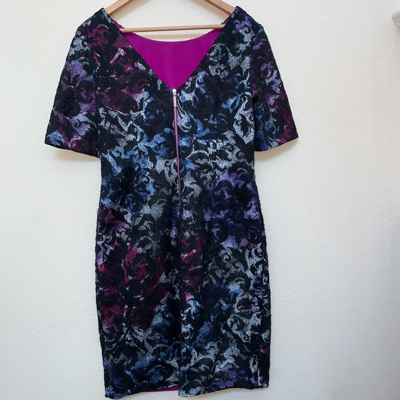 Donna Rico Purple Black Lace Overlay Dress 10 - Picture 3 of 8